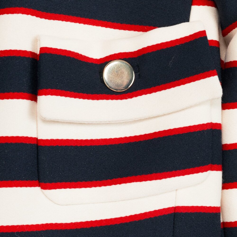 Valentino Resort 2014 White & Navy Striped Wool & Silk Peplum Jacket - Picture 6 of 11